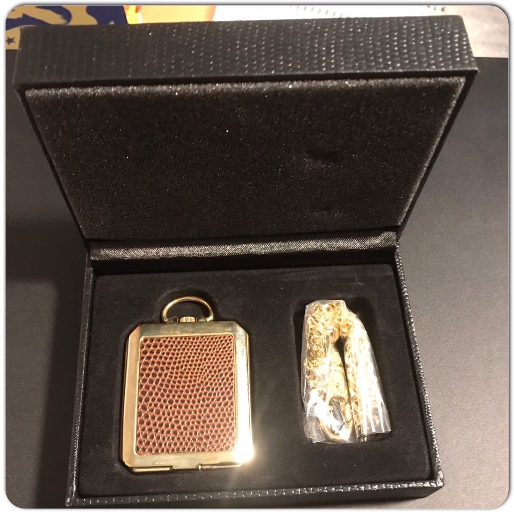 GOLD TONE POCKET WATCH WITH CHAIN